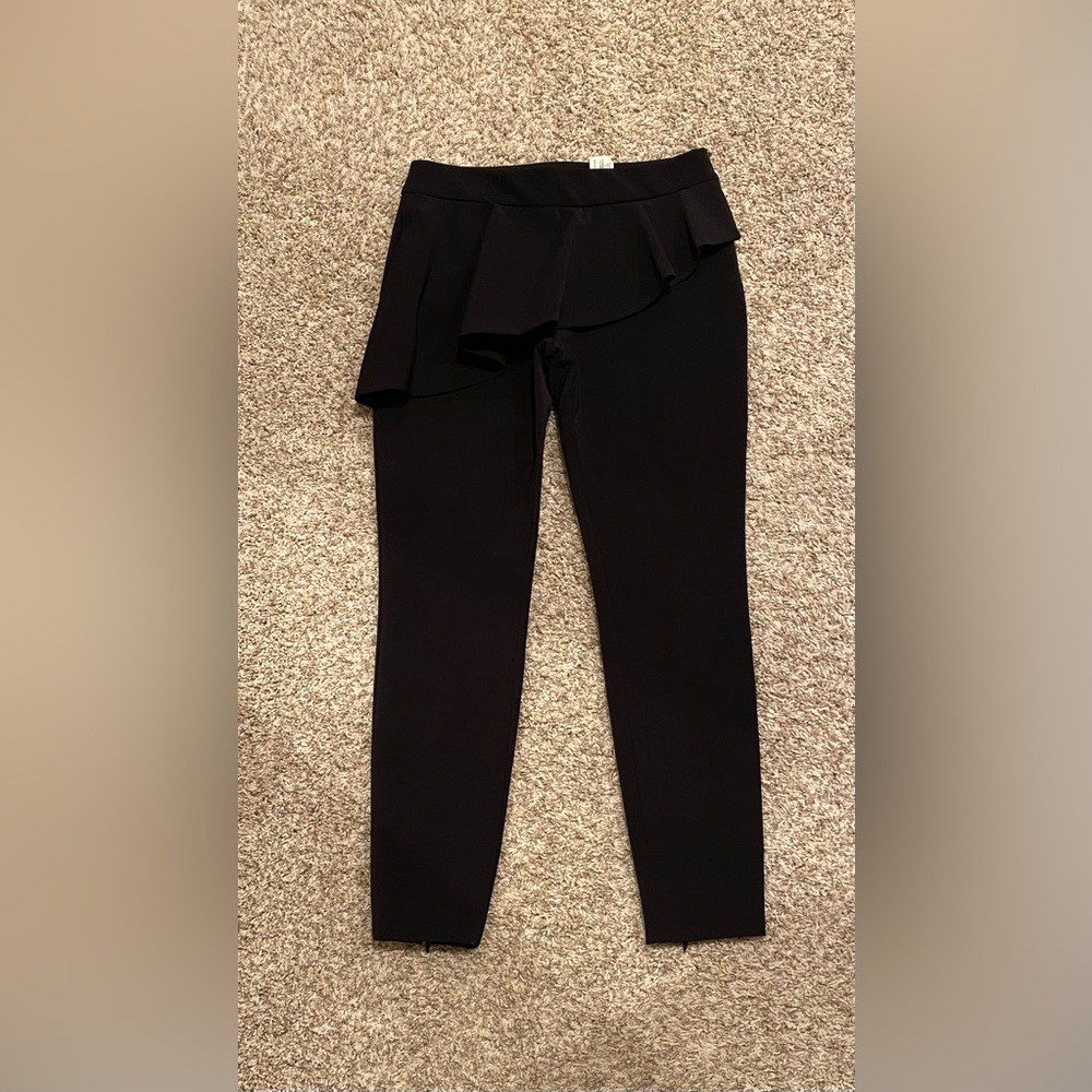 Zara Woman Black Pants With Built In Skirt Front Small